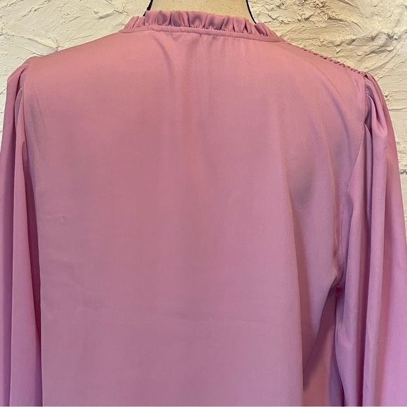 Free People Smocked Blouse Top Long Sleeve Ruffle Moonlit Orchid Pink Sz S $88. - Picture 9 of 9